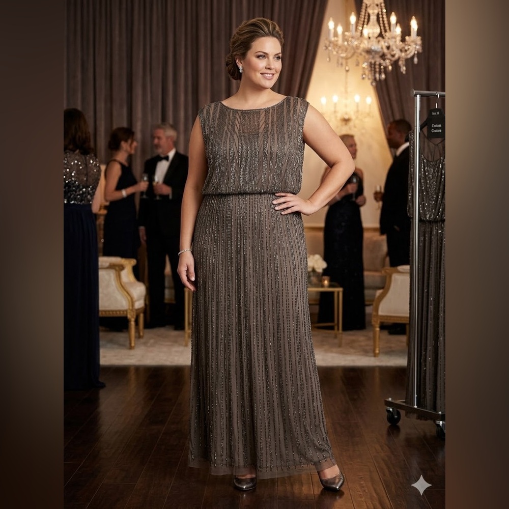 Adrianna Papell Metallic Maxi Dress size 20W